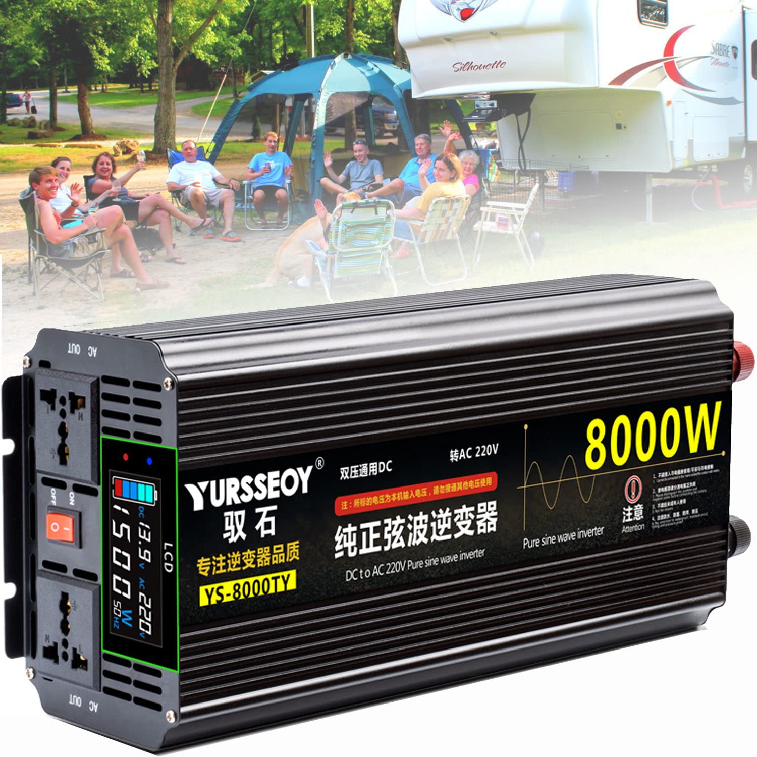 3500W 4500W 5500W 6500W 8000W przetwornica napięcia samochodowego 12v 24v 48v 60v 72v do 230v czysta fala sinusoidalna falownik przetwornica samochodowa przetwornica napięcia,8000W-60V/72V