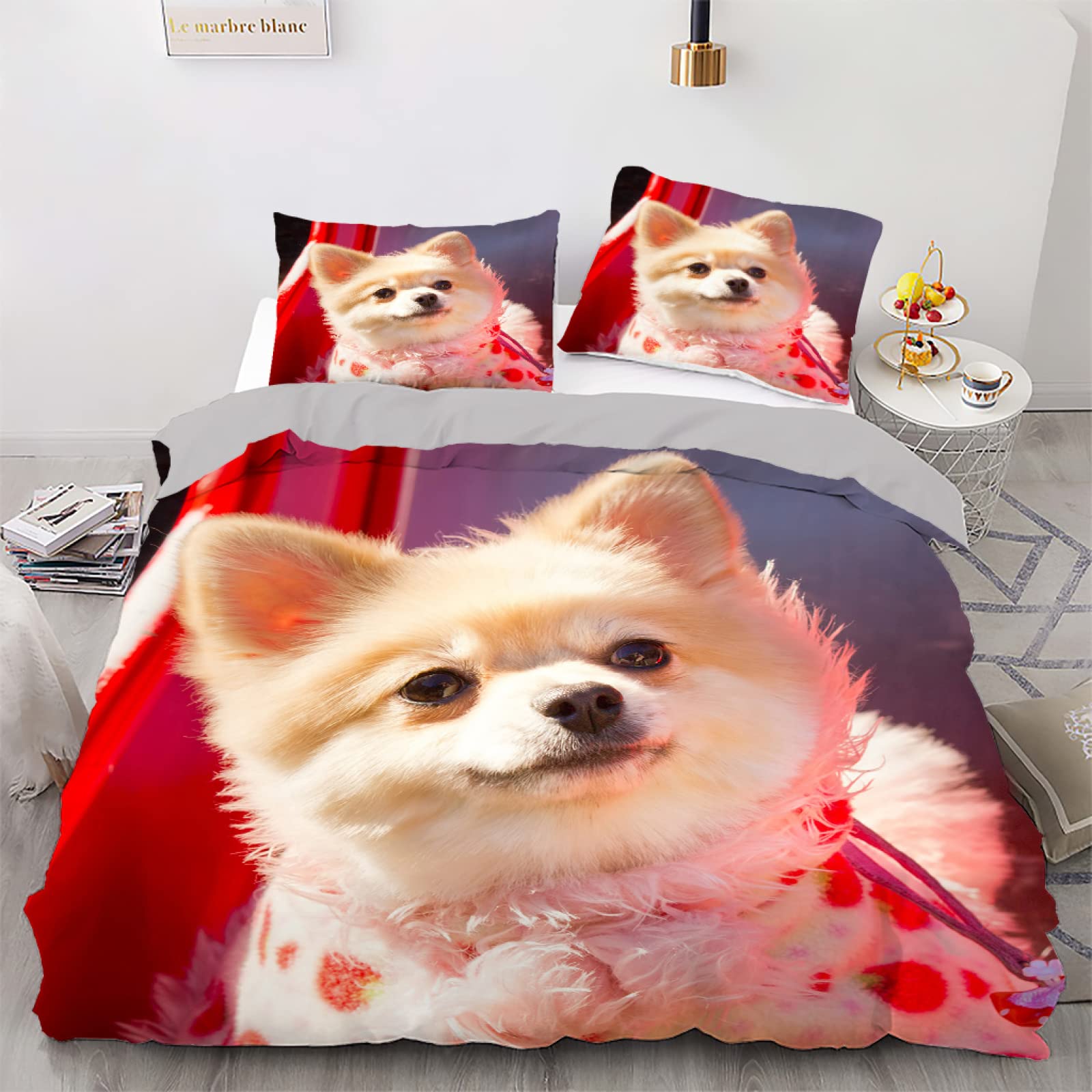 Housse de couette 160x200 rouge style animal pour lit douillet