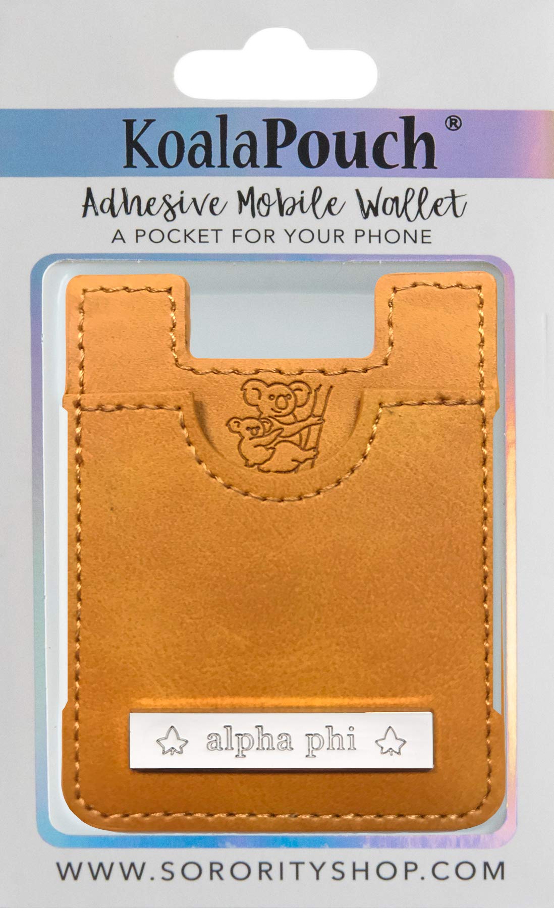 Sorority Shop Alpha Phi - Leather Style Koala Pouch - Adhesive Mobile Wallet