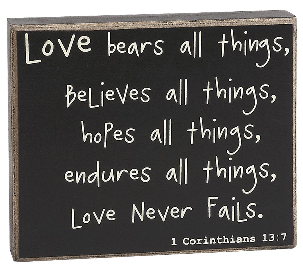 Collins 7" x 6" Wood Block Art "Love Never Fails"