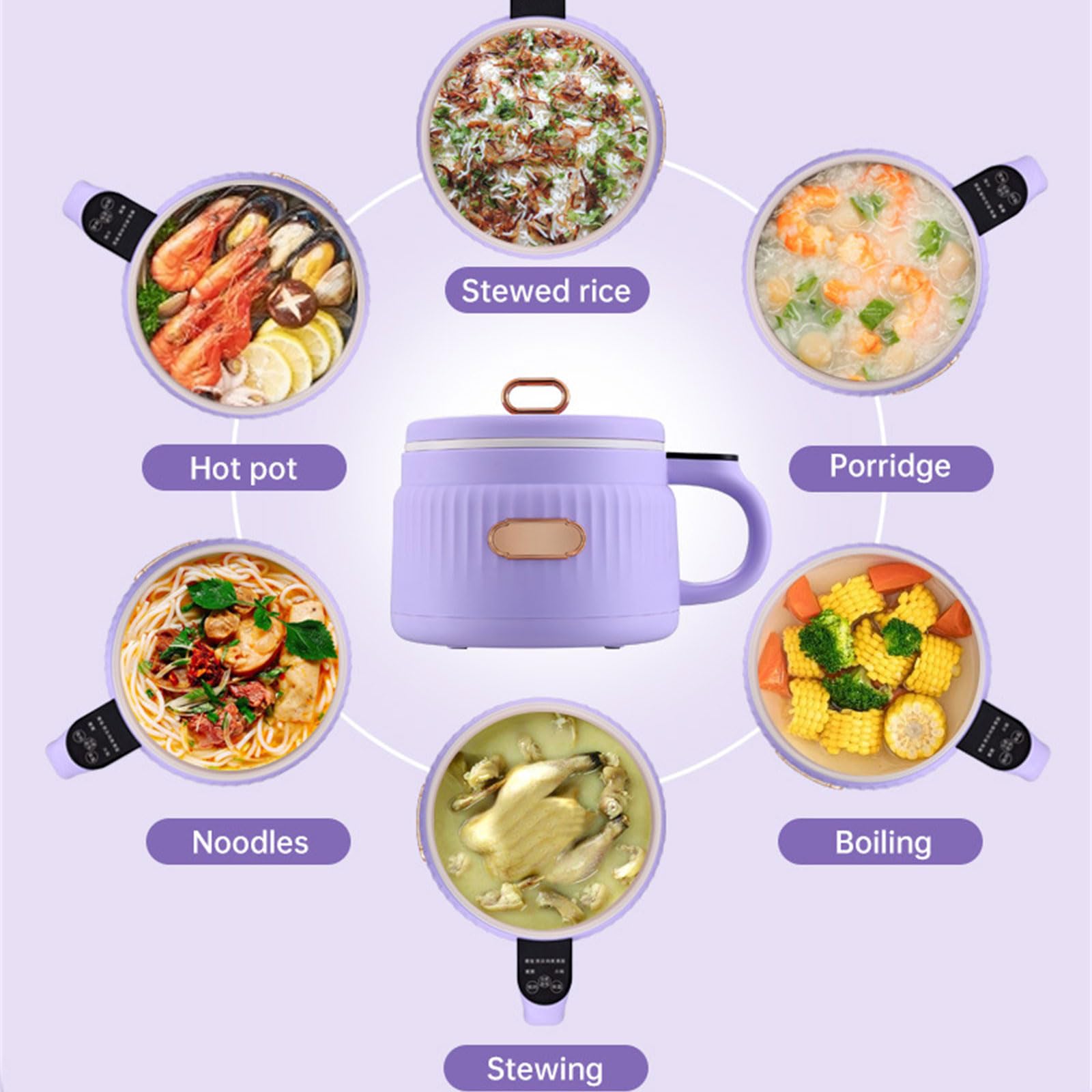 Pottes Chaudes Électriques 1.6L Portable Cuideur Antiadhésif Pots De Cuisson Électrique Adaptés Plats Rapides Nouilles De Steak