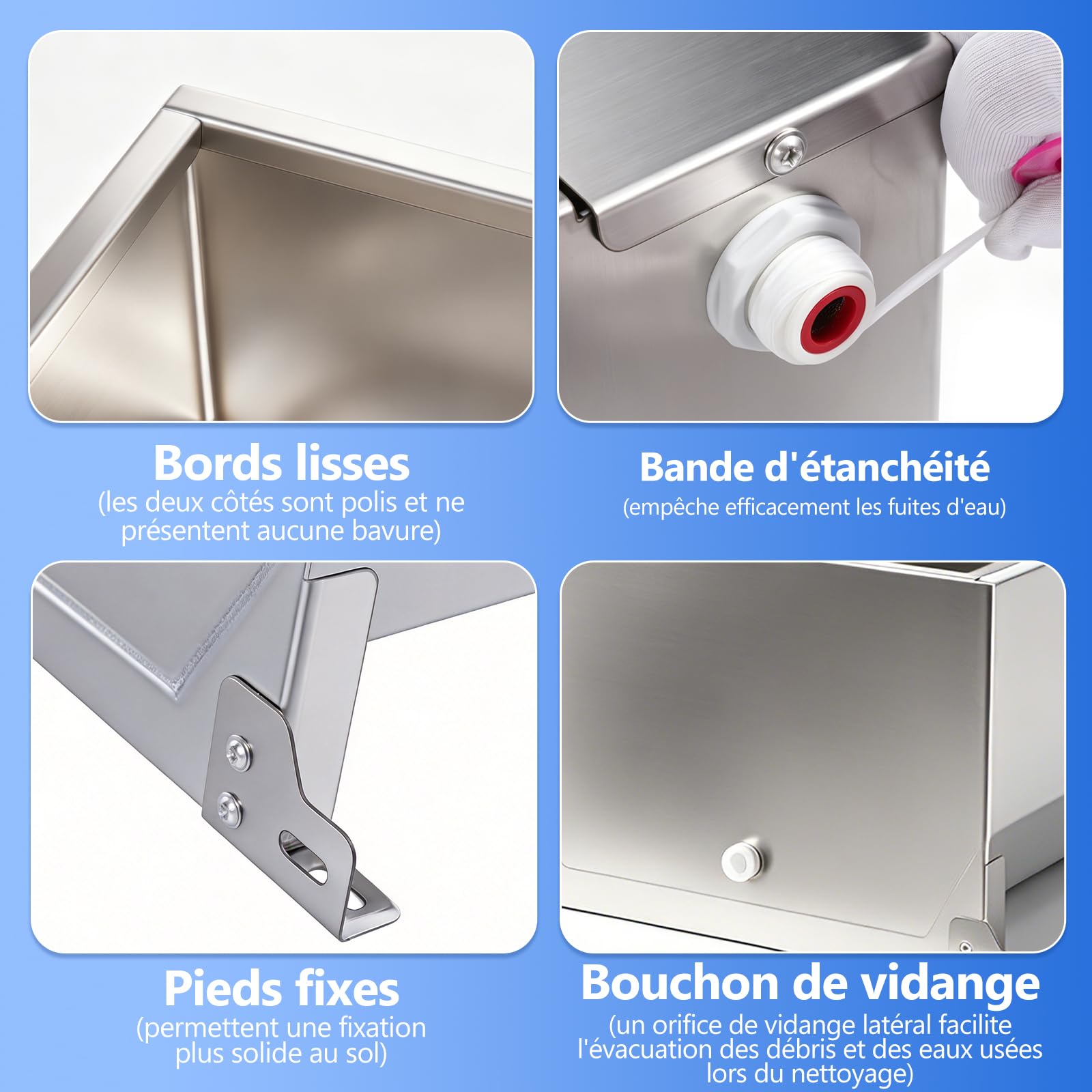 Abreuvoir Automatique 50L en Acier Inoxydable, Abreuvoir Extérieur Grande Capacité avec Vanne à Flotteur, Distributeur d'eau pour Chevaux, Vaches, Porcs, Chèvres et Grands Chiens Élevage