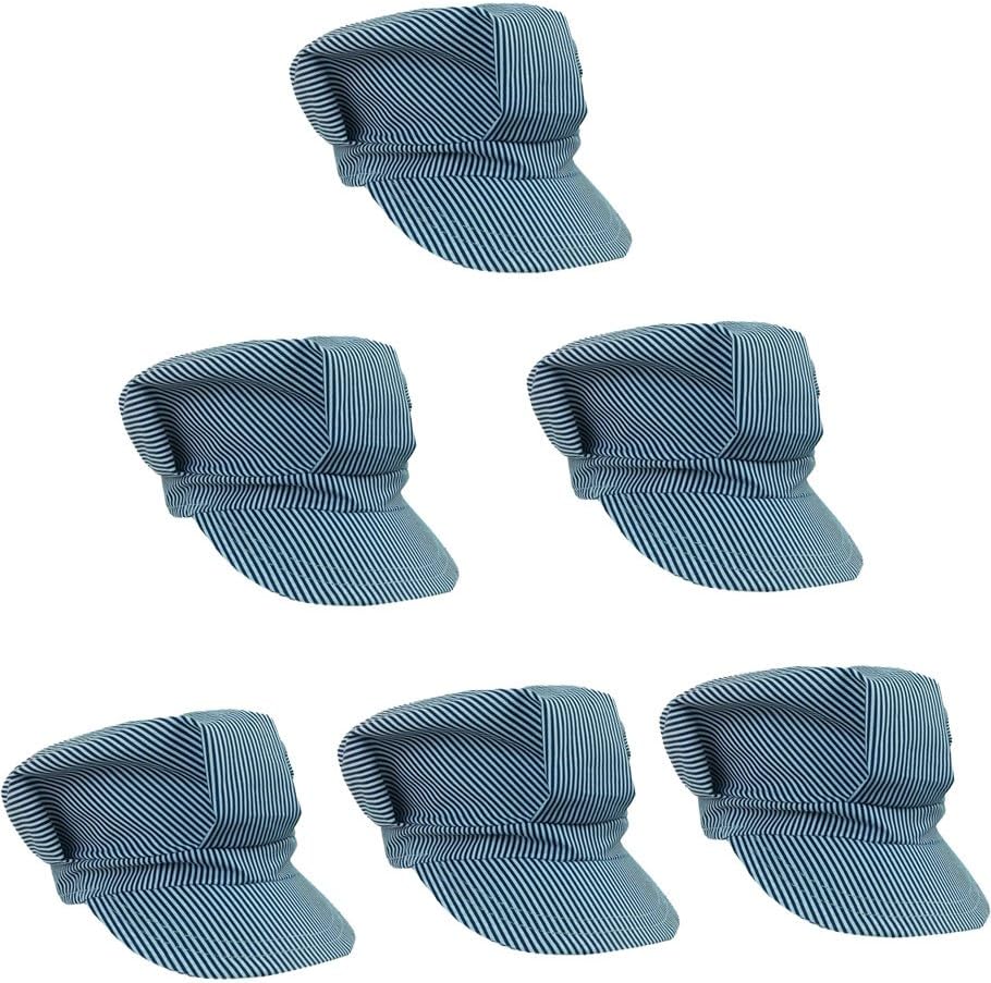 Funny Train Conductor Hat Party Favors - Costume Dress Up for Kids - 6 Pack