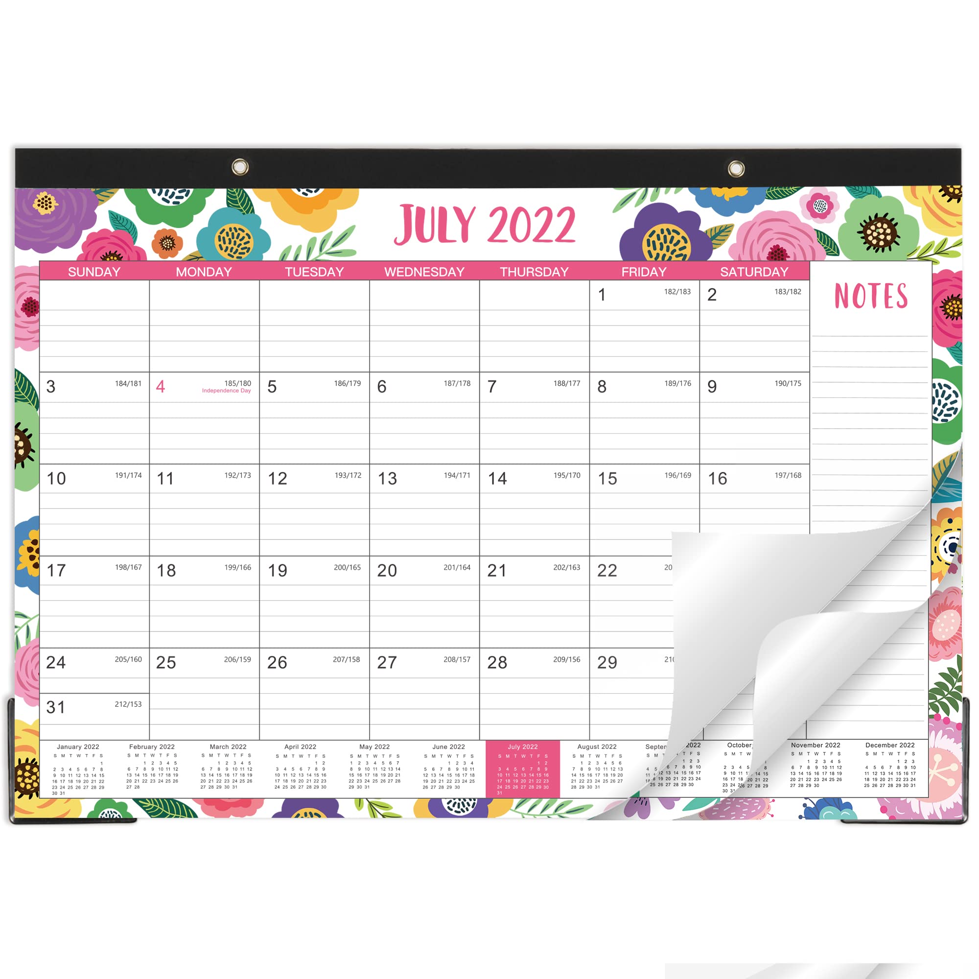 Amazon.com : Desk Calendar 2022-2023 - 18 Monthly Desk/Wall Calendar  2-in-1, Jul. 2022 - Dec. 2023, 16.8" x 12", 2022-2023 Desk Calendar with  Thick Paper, Corner Protectors, Large Ruled Blocks - Colorful Floral :  Office Products
