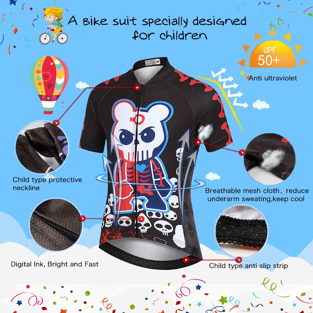 Camiseta de ciclismo para niño y niña con pantalones cortos de ciclismo de secado rápido