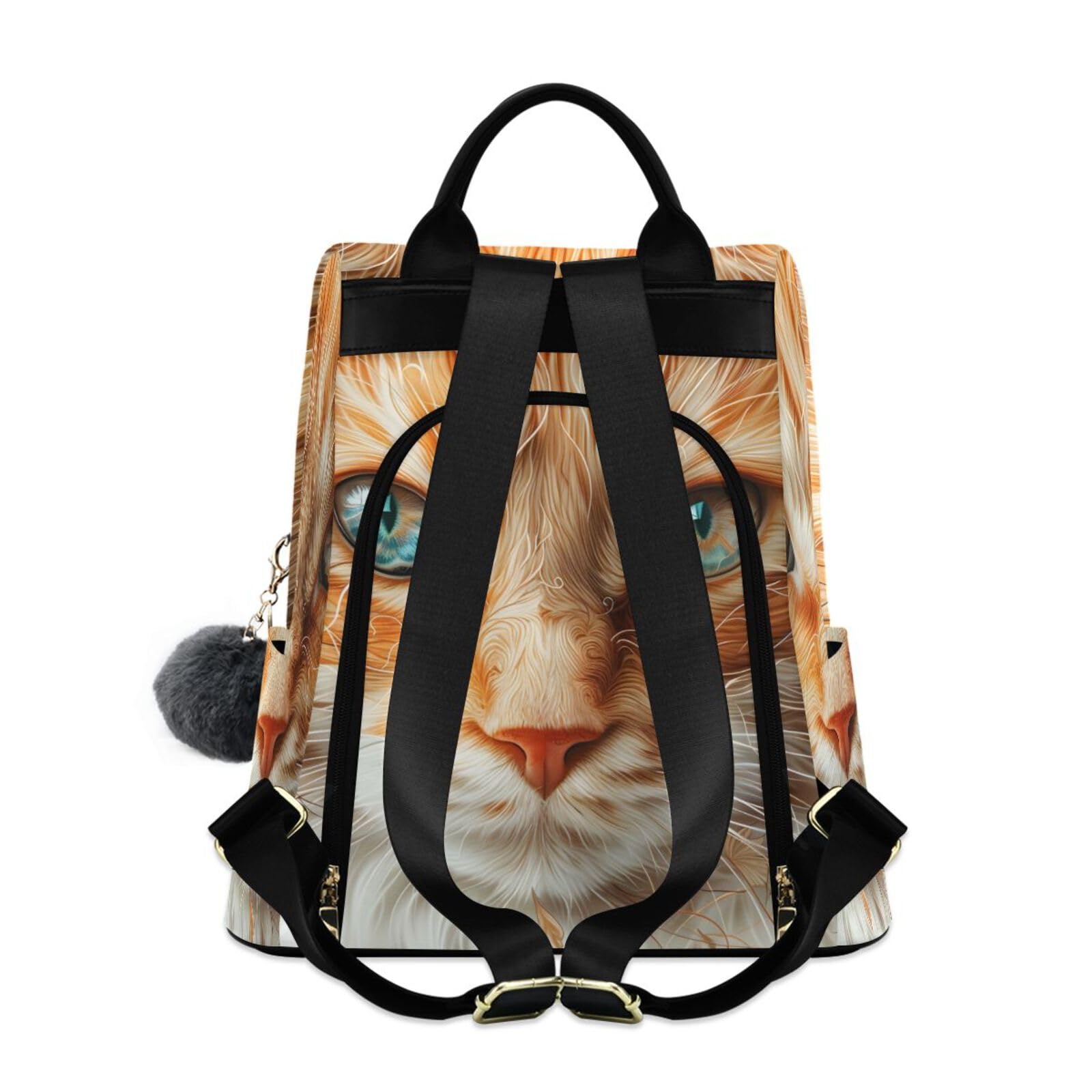 Orange Cat with Blue Eyes Backpack for Women Anti Theft Large Fashion Travel Shoulder Bag Purse Rucksack Lightweight