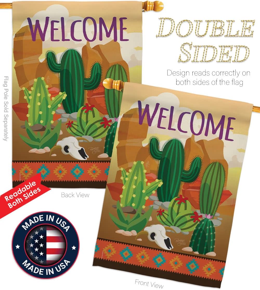 Breeze Decor - Cactus Country & Primitive - Everyday Impressions Decorative Vertical House Flag 28" x 40" Printed in USA