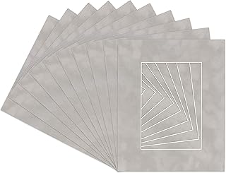 Pack of 25 Acid Free 11x17 Mats Bevel Cut for 9x14 Photos - Light Grey Suede Precut Matboards For Pictures, Photos, Framing - 4-ply Thickness