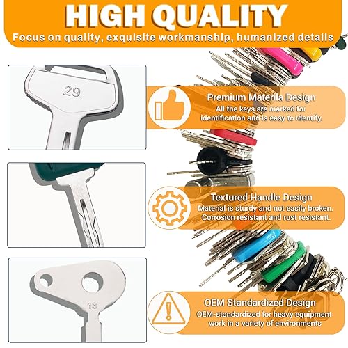 Miniatura 33 de Juego maestro de 50 llaves de equipo pesado, juego de llaves de encendido para máquina de contratista de construcción, compatible con CAT