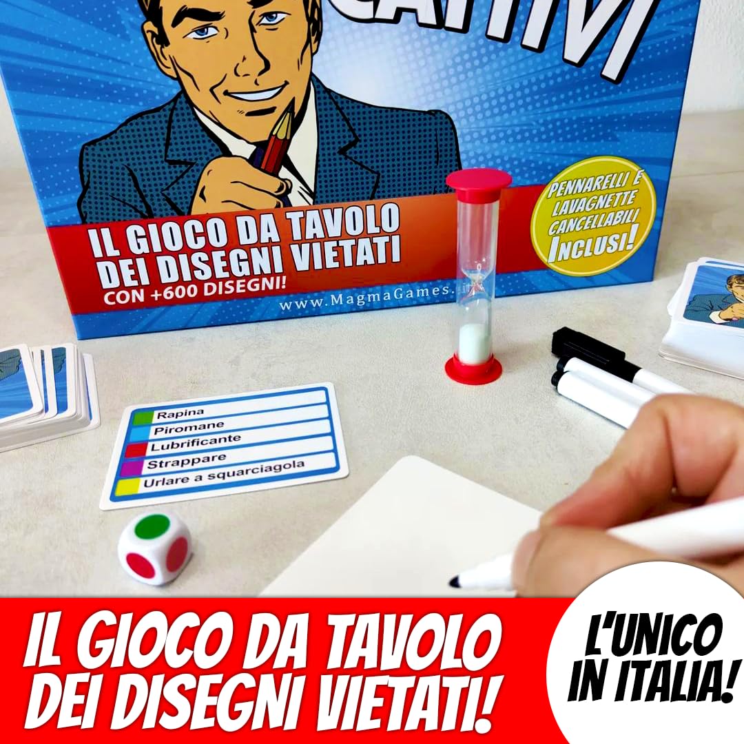 Magma Games DISEGNI CATTIVI - Giochi da tavolo per Adulti, Gioco da Tavola dei Disegni Vietati +18 anni per Feste, Giochi di Società con +120 Carte, Idee Regalo Addio al Nubilato per Amica o Amico