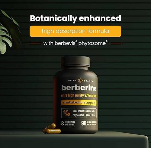 Miniatura 7 de NutraChamps Suplemento de berberina | Ultra alta resistencia 97% pureza | Berberina HCL 1500 mg + extracto de fitosoma de Berbevis para una mayor