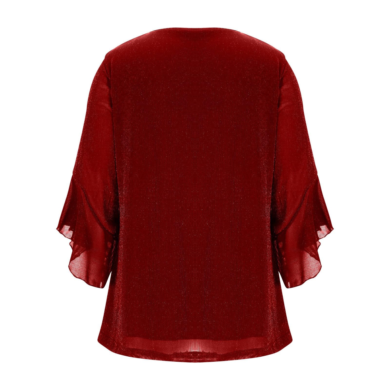 Top da donna con brillantini, per feste, Capodanno, con paillette, con scollo a V, per feste, matrimoni, feste, carnevale, a maniche lunghe