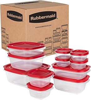 Rubbermaid EasyStore Rectangle and Square Containers, 22-Piece Set, Food Storage Containers with Lids