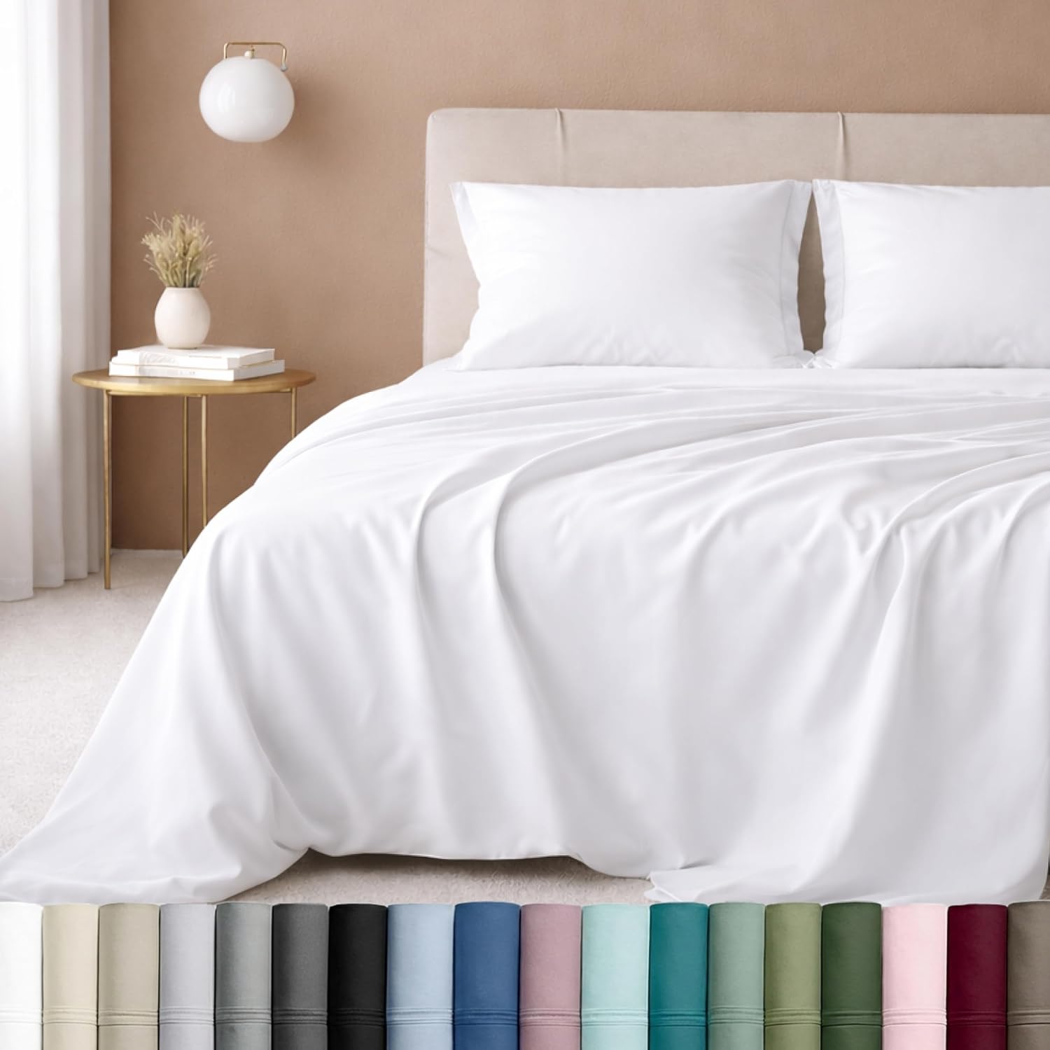 California Design Den Queen Sheet Set - Luxury 600 Thread Count Sateen 100 Cotton Deep Pocket Queen Sheets