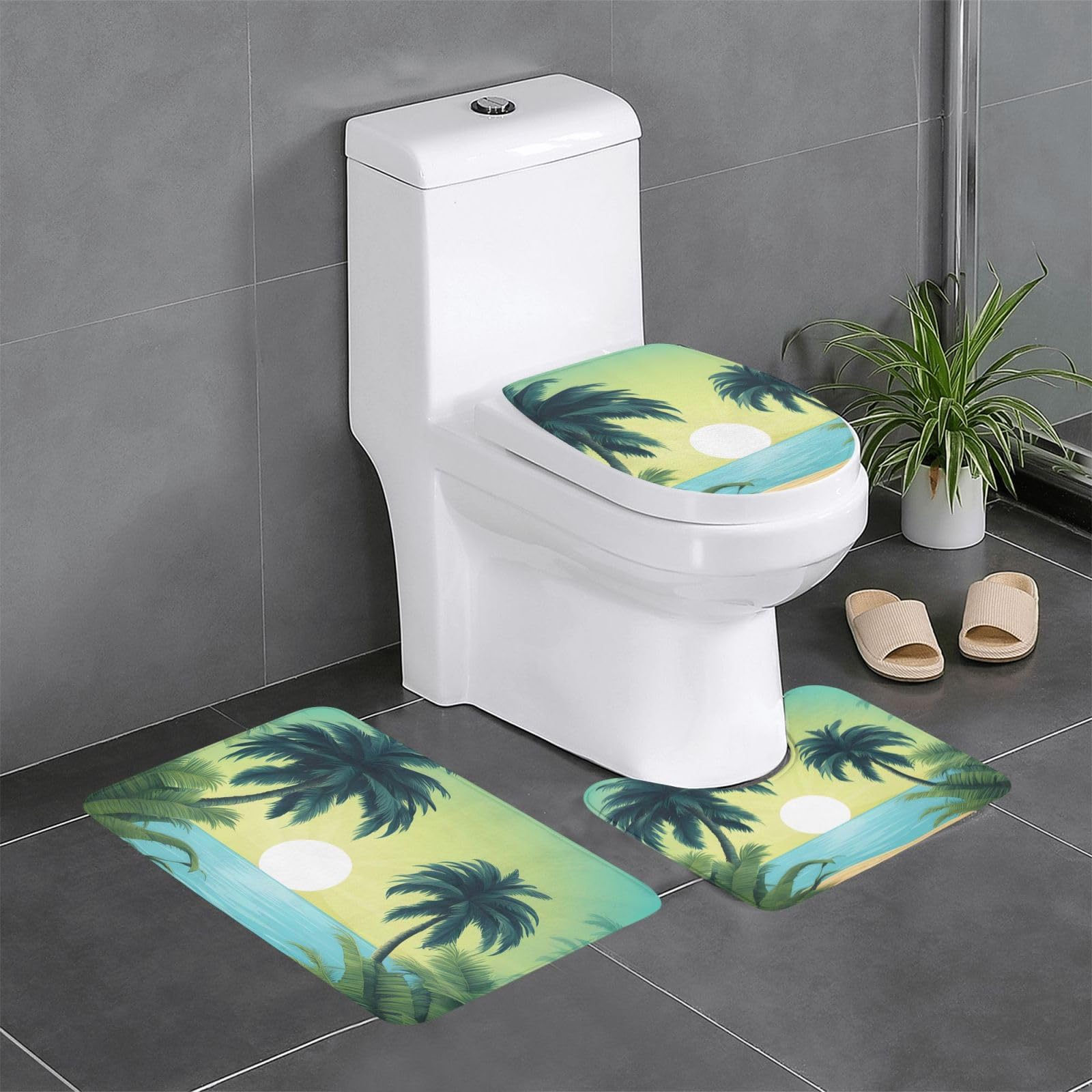 Tapis de salle de bain antidérapants 61x40,6 cm lot de 3 lavable pour toilettes WC
