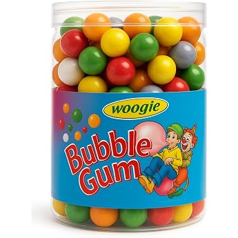 Woogie Chewing Gum Balls 500 g - Colourful Chewing Gum in Practical Tin with Intense Taste - Classic Sugar Candy for Children and Adults