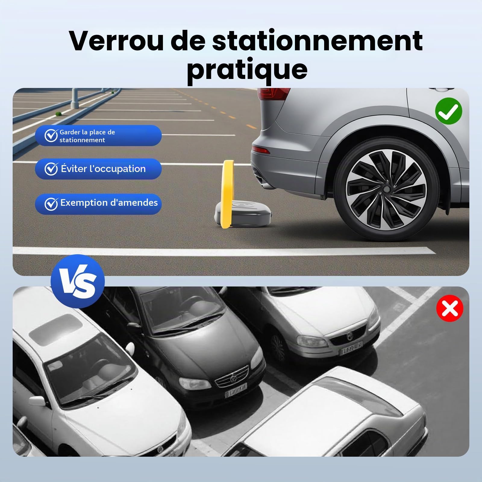 MINRS Barrière de parking avec télécommande - Verrouillage de stationnement pliable - Anti-collision - Indice de protection IP67 - Fonction d'alarme - Verrouillage automatique du stationnement