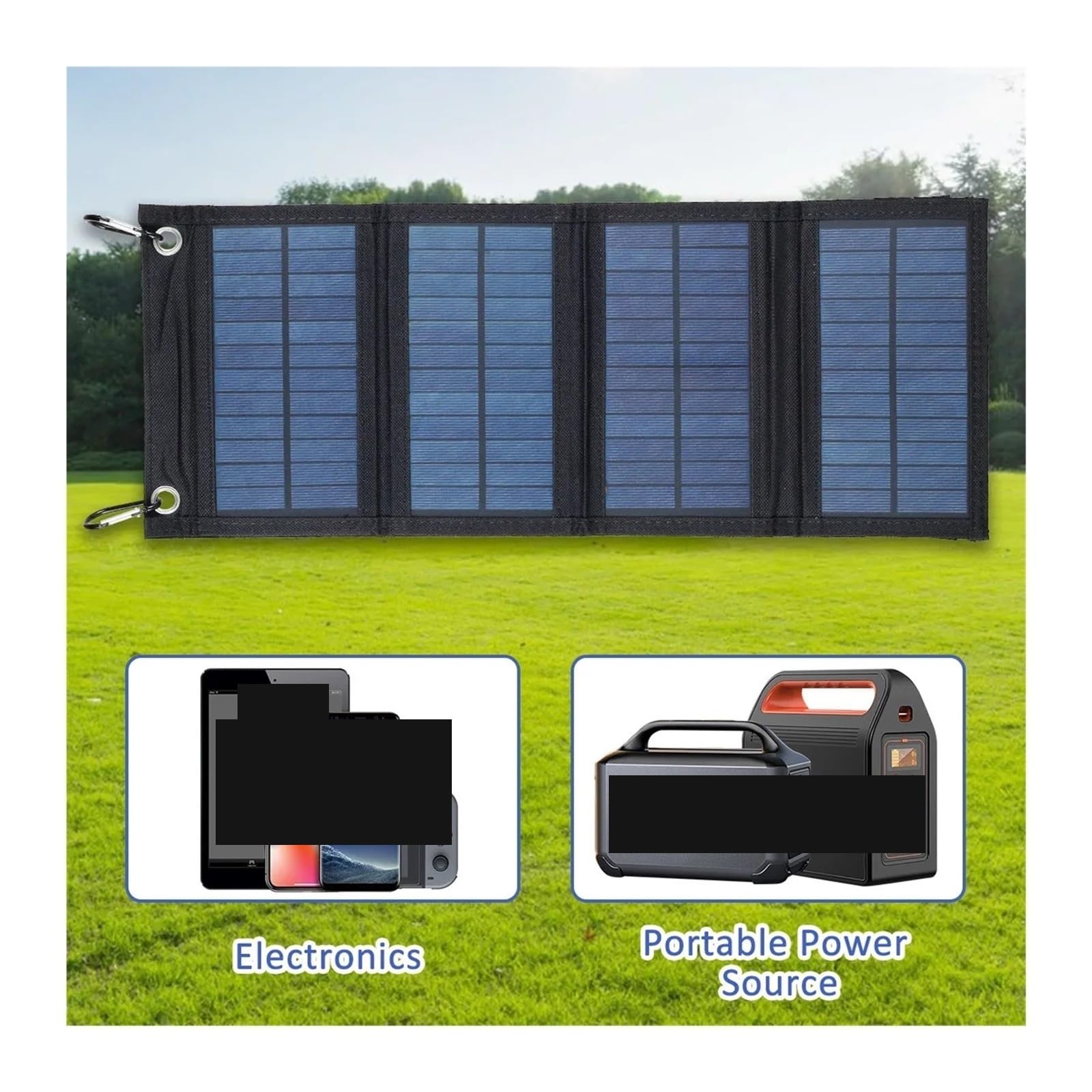 Pannelli solari, Pannello solare pieghevole Charr impermeabile USB Charr solare con 2 ganci Alimentatore legro for esterni