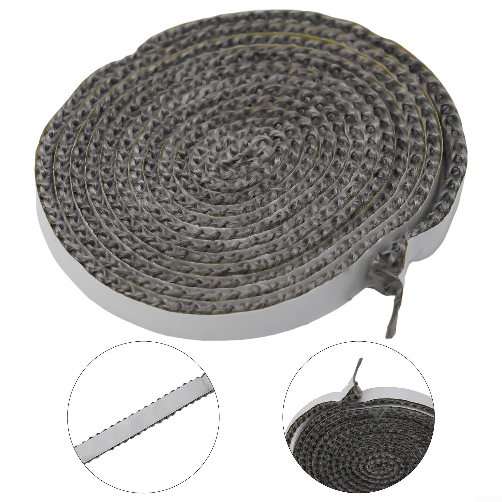 Corda piatta per stufe, Guarnizione in vetro con corda nera for stufa in fibra di 10 mm/15 mm x 2 for, caldaia, forno(10mm)