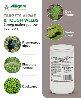 ALLIGARE Flumigard Herbicide - Fast-Acting Flumioxazin Weed Killer for Rapid Control of Aquatic Algae and Terrestrial Weeds in Forestry, Aquatic, and Bare-Ground Sites - Granules -1lb