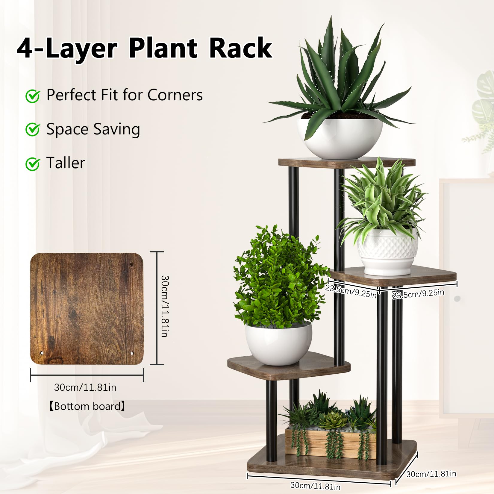 Plant Stand Indoor Tall Metal Corner Shelf for Multiple Plants Plant Shelf Suitable for Garden Balcony, Living Room - Image 2