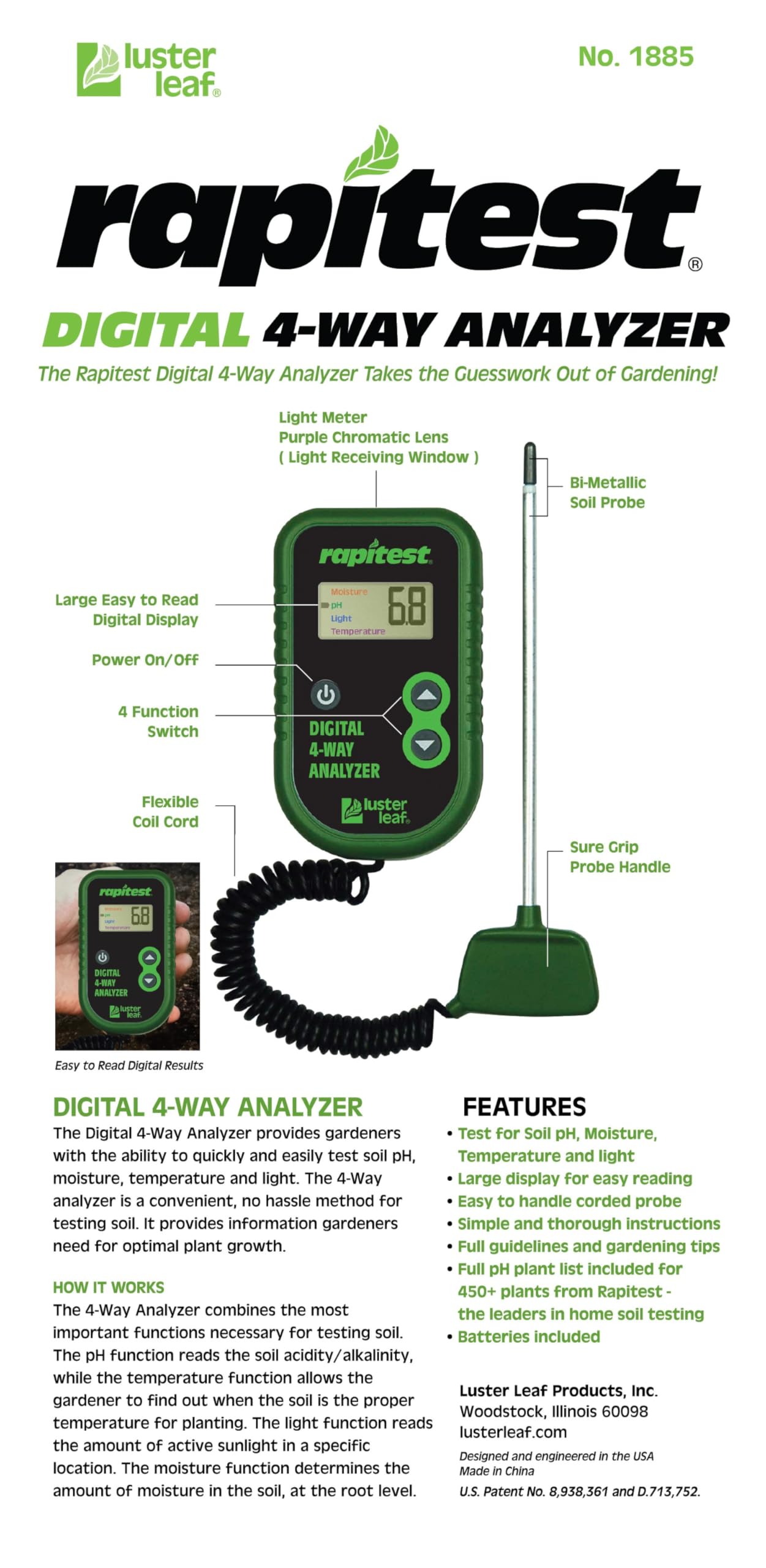 Amazon.com: Luster Leaf Rapitest 4-Way Digital Soil Analyzer for