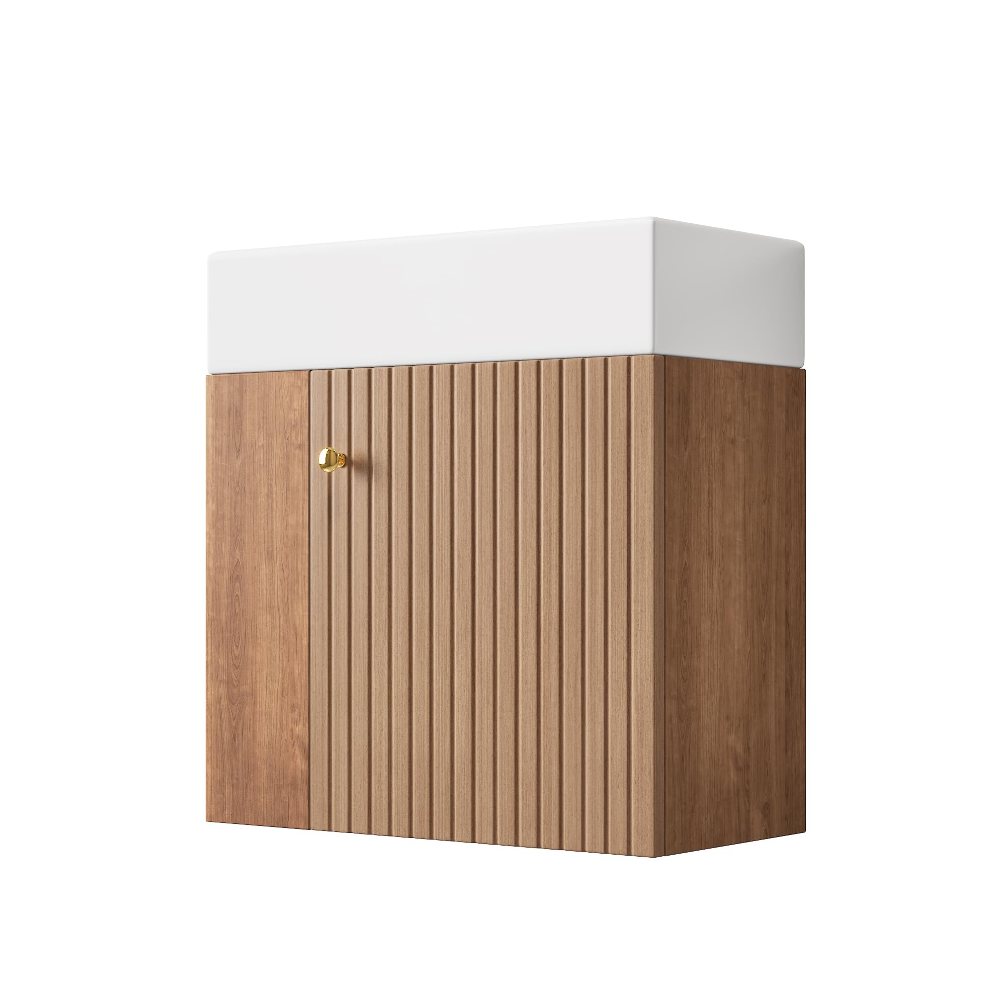 Lcoho Mobile da bagno con mobiletto lavabo, 55 cm, mobiletto per lavabo sospeso, bianco, piccolo mobile per il bagno degli ospiti