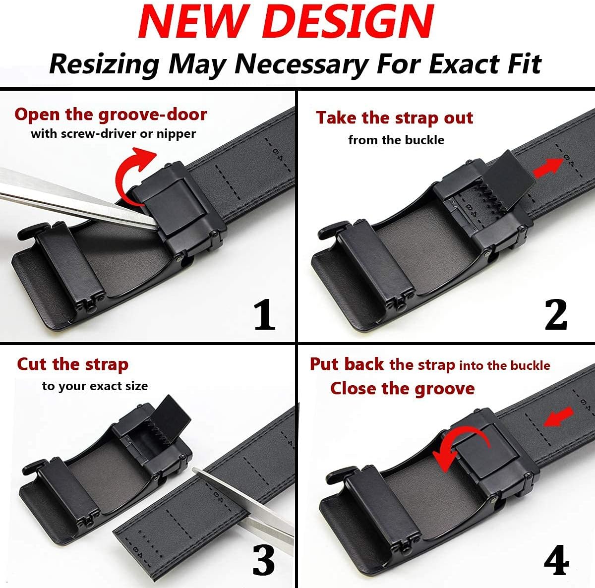 DOOPAI Men's Leather Ratchet Belt, 1 3/8" Wide, Cut-to-Fit image 5