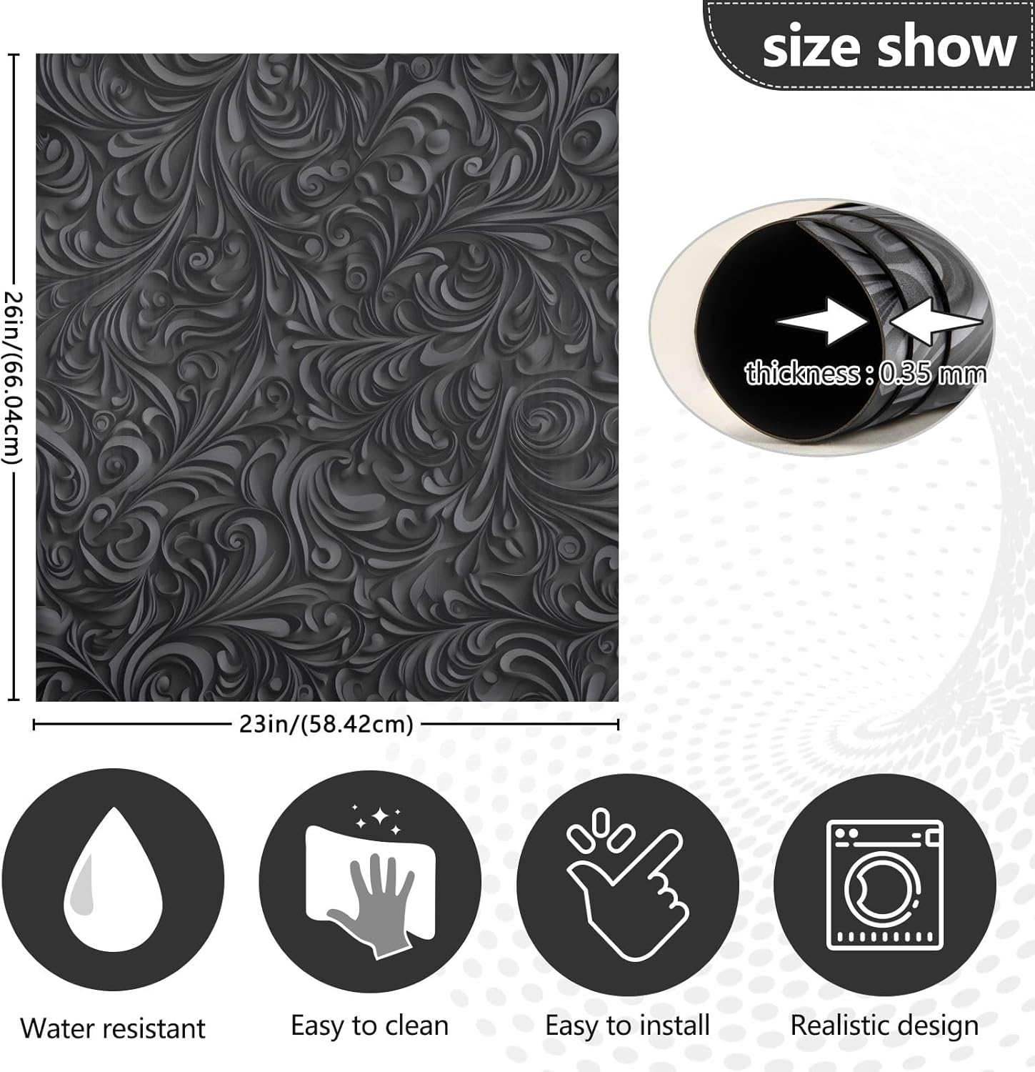 Front Dishwasher Magnet Sticker Cover Decorative Appliances Stickers Black Floral 3D Refrigerator Skins Dishwasher Panel Decals