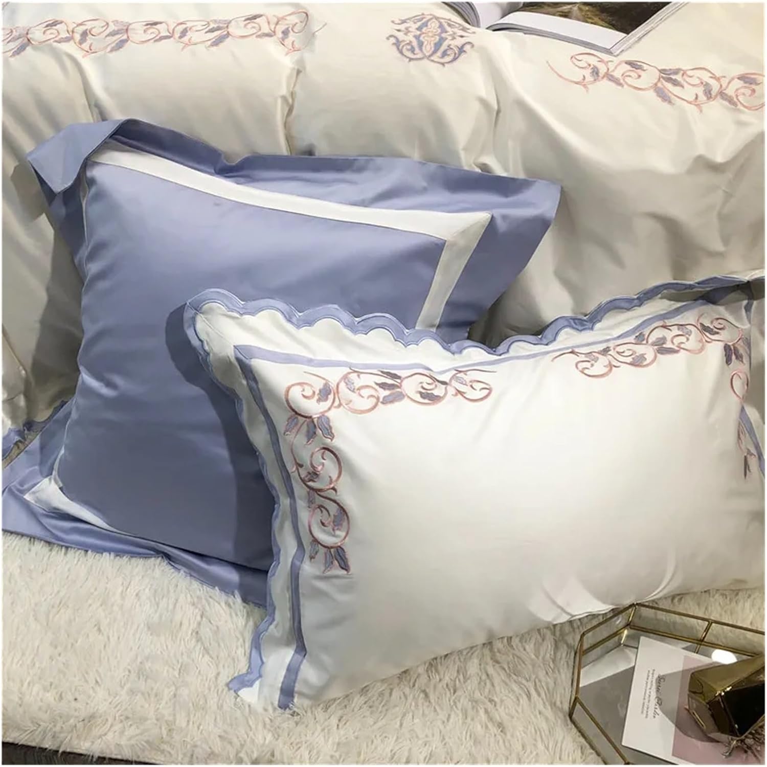4pcs Luxury 1000TC Egyptian Cotton Queen King Bedding Set Bed Cover Bedsheet Duvet Cover Embroidery Bed Set,Bed