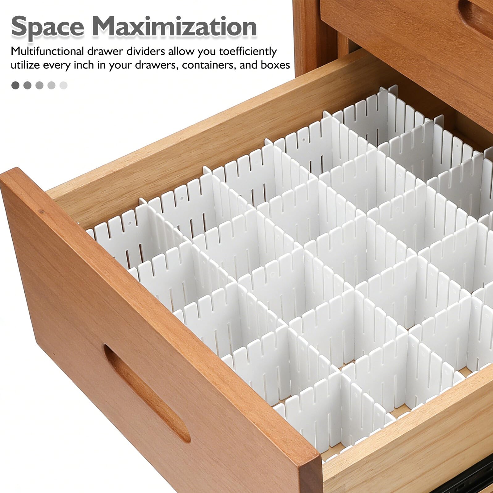 Divisori per Cassetti in Plastica Regolabili 24 Pezzi, Organizer a Griglia per Cucina, Ufficio e Camera da Letto, Divisori Multifunzionali per Piccoli Cassetti e