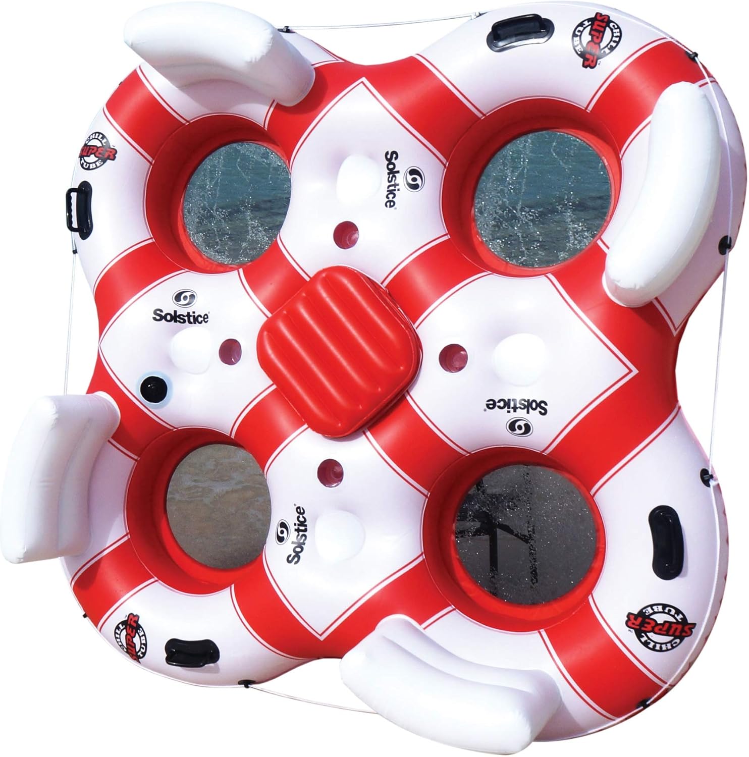 Solstice Super Chill Quarto 4 Person Swimming Pool Float - 78" - White and Red