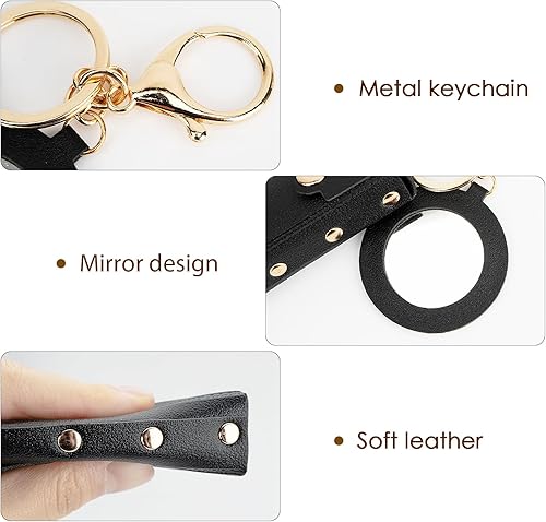 Miniatura 2 de Paquete de 2 llaveros organizadores de lápiz labial, estuche de cuero para lápiz labial con espejo para mujer, bolsa de brillo de labios portátil,