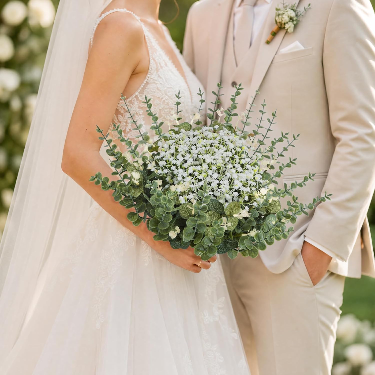 Artificial Eucalyptus Babys Breath 100PcsSet for Wedding Decor image 5