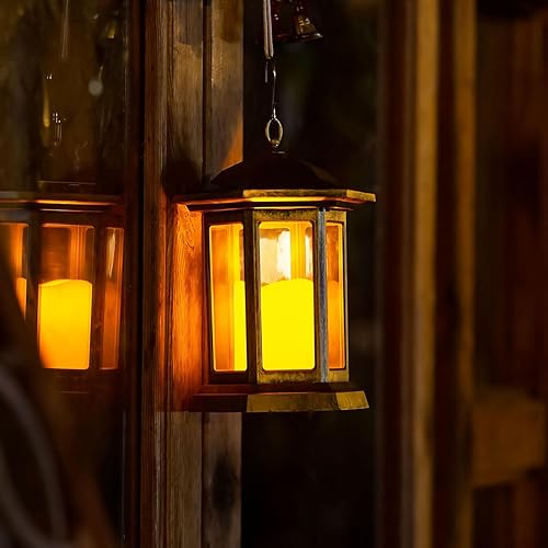 Miniatura 6 de Farol Solar para Exteriores, Linternas Colgantes para Exteriores con Luces LED de Velas - Luces Solares Impermeables de PVC, Luces de Farol