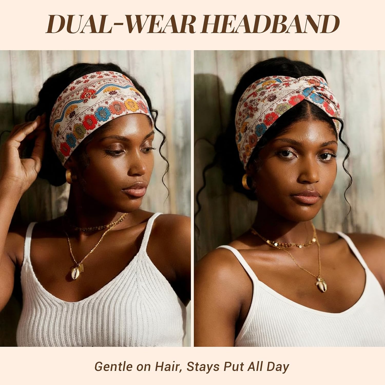 Awumbuk Wide Headbands for Women, 7.08 Inch Thick Boho Turban Style Hair Wraps, Non-Slip Moisture-Wicking Workout Headband for Sports, Yoga, Daily Fashion, 8 Pack Multi Colors (rose pink)