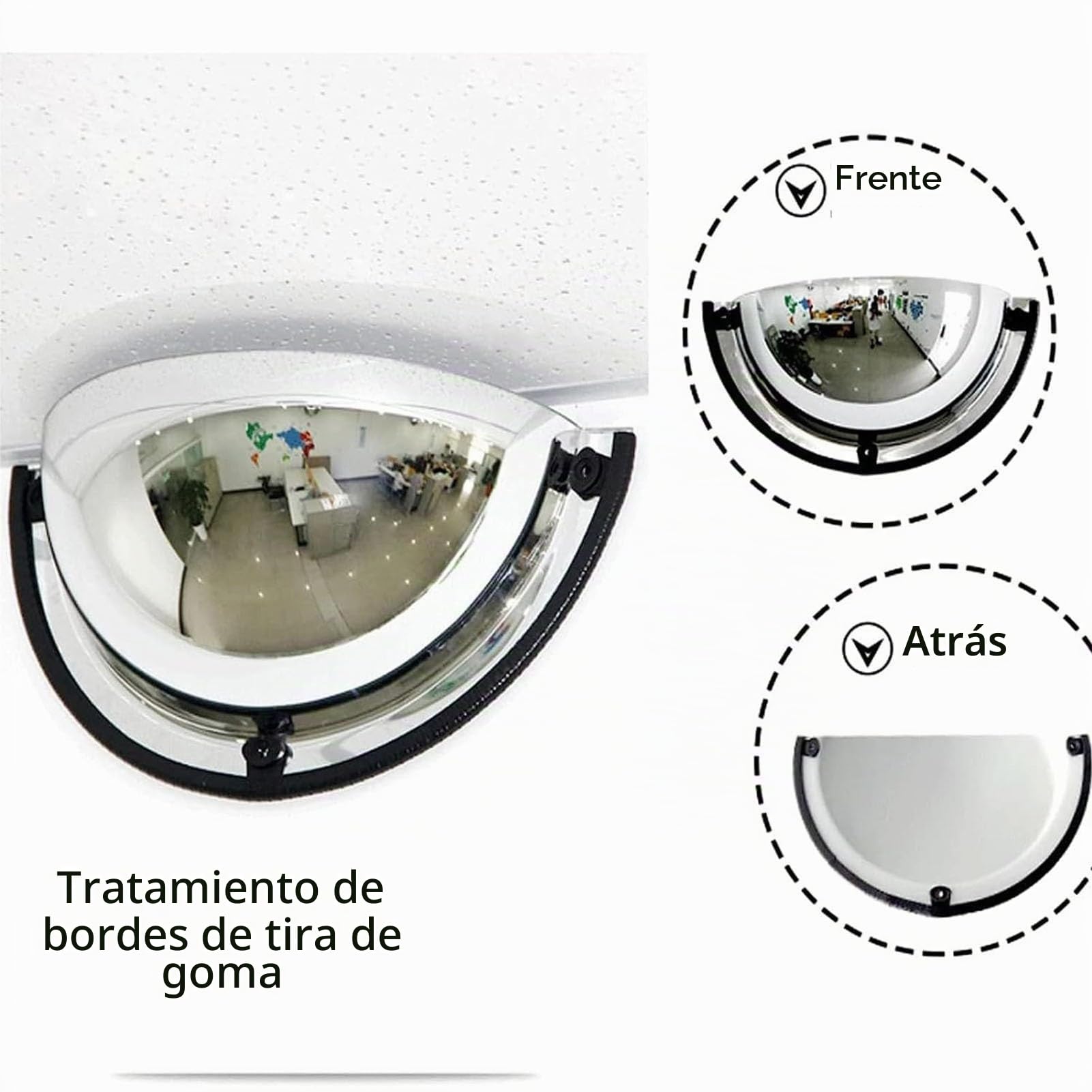 Espejo convexo de media cúpula panorámica ángulo de visión de 180 grados 1/4 Espejo esférico, espejo de seguridad acrílico, adecuado para tiendas, oficinas o fábricas, taller de seguridad (ize: 30 cm