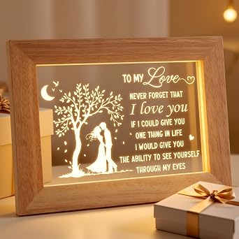 PRSTENLY Valentines Gift for Her Birthday Present for Her Frame Night Light | Valentine's Day Gifts for Girlfriend Boyfriend Ideas for Couple Gifts for Wife Husband Wedding [Energy Class F]