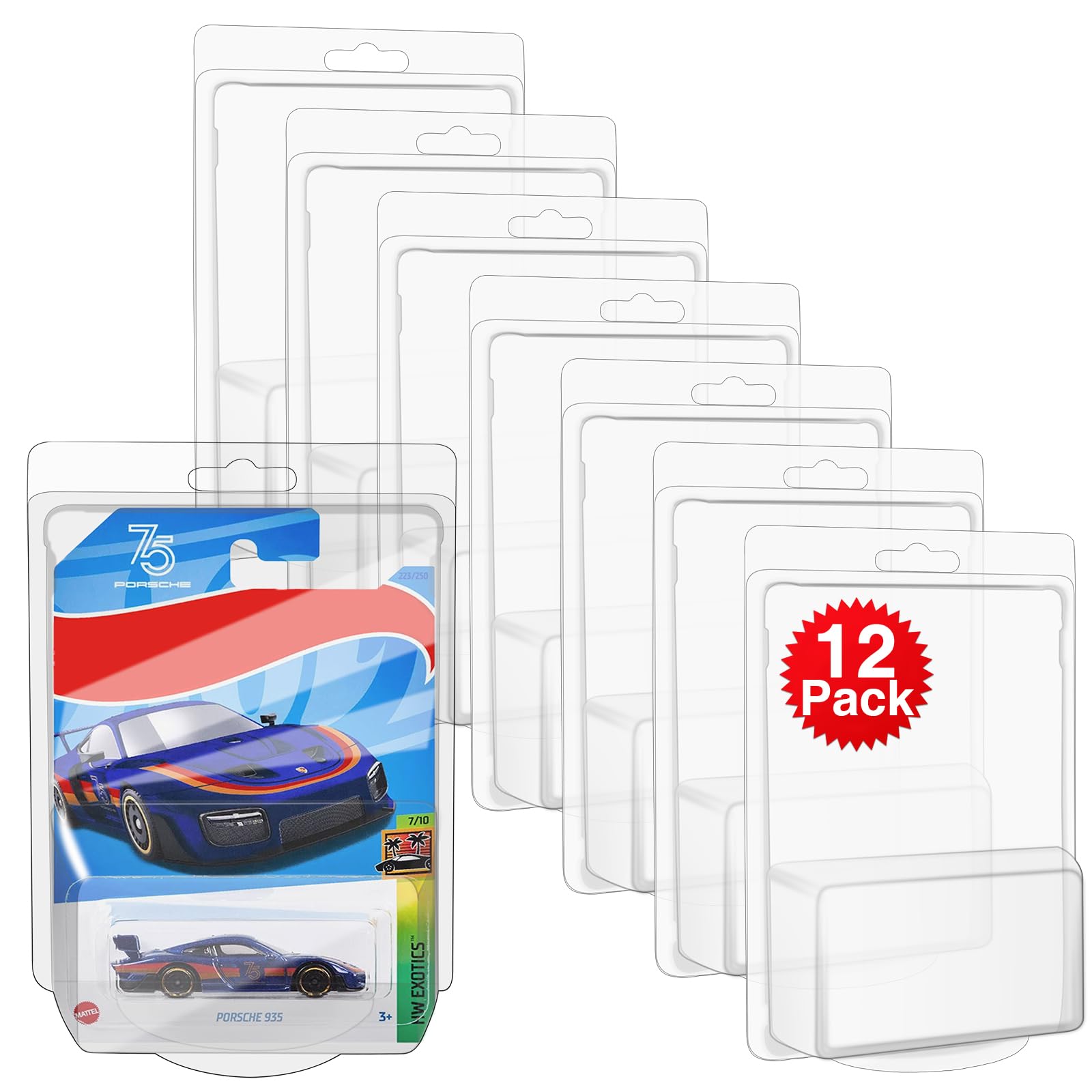 12 Pack for Hot Wheels Protector Case,Plastic Protector Case Compatible with Hot-Wheels Model Cars Clamshell Cases Display Case Clear Protective Toys Car Blister Covers for Hotwheels Toy Car Set