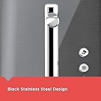 Vista 4 de Black & Decker Tostadora de 2 rebanadas con función de botón de ranura extra ancha, selector de sombra y bandeja de migas abatible, negro/acero