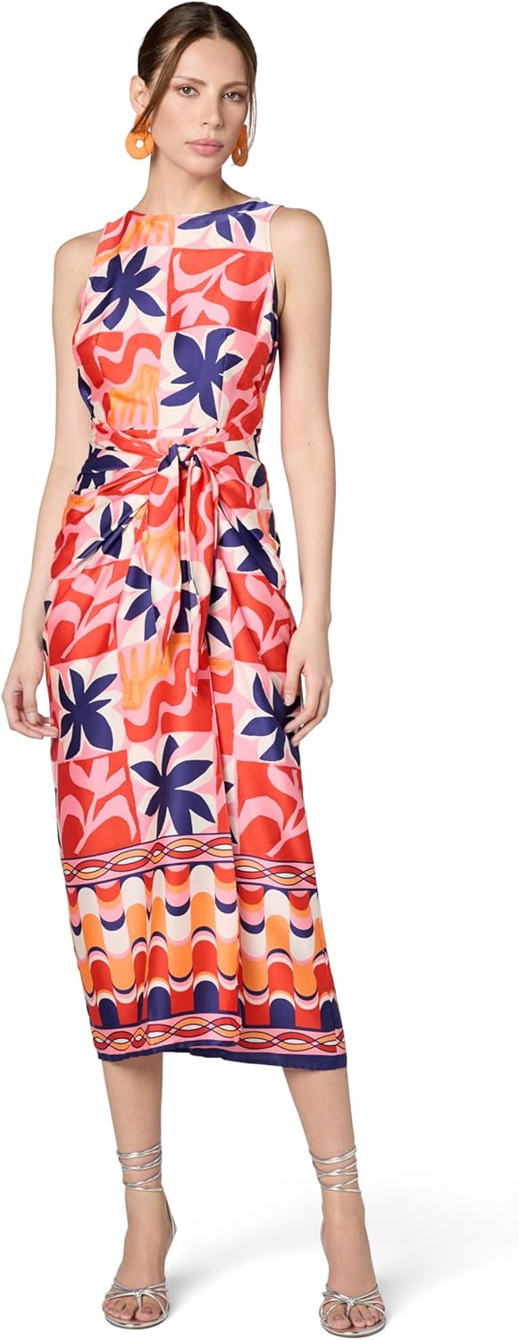 Donna Morgan Womens Floral Midi Wrap Dress for Women - Versatile Summer, Beach, and Vacation Dress