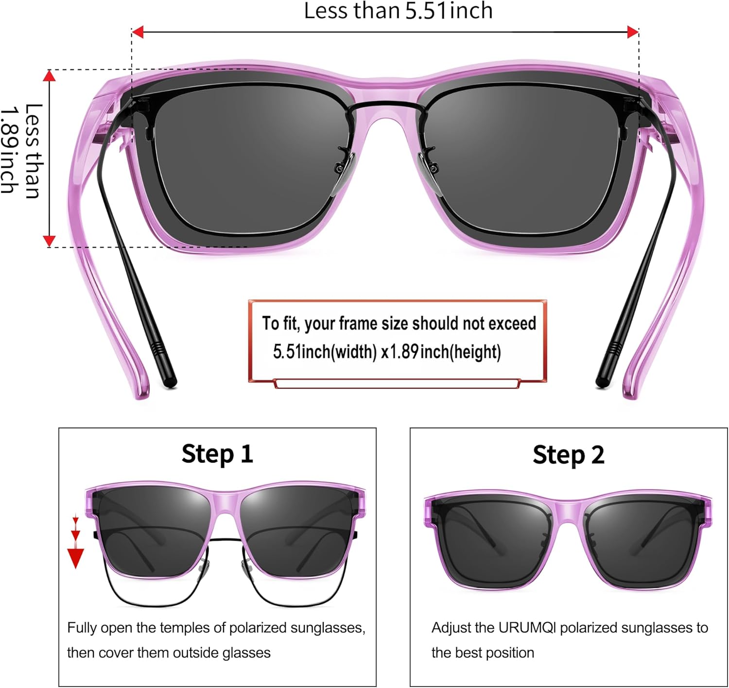 URUMQI Polarized Sunglasses Fit Over Glasses for Men Women, Oversized Square Shades UV400 Protection - Image 4