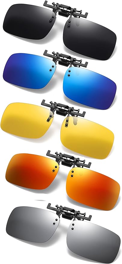 Clip on Flip up Polarized Lens For Prescription Glasses UV Protection Sunglasses (Clear lenses not Polarized)