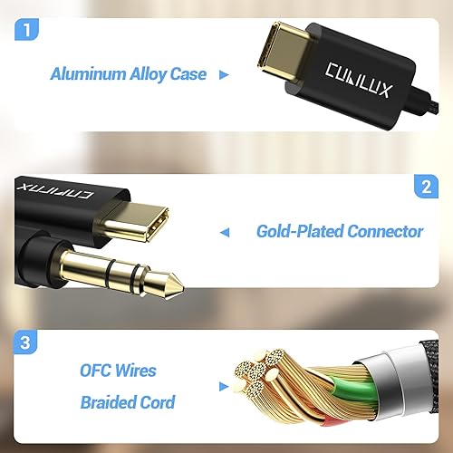 Miniatura 5 de Cubilux Cable de audio USB C con 192 KHz DAC para radio de automóvil, altavoz para iPhone 15 Pro Max, Samsung S25S24S23S22, Z FoldFlip 654, Pixel