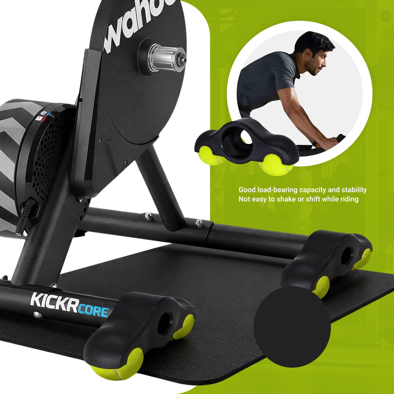 4 Stück Rocker Plate Feet mit 8 Tennisbällen, Indoor Cycling Snap Rocker Feet Adapter, Tragbarer Wippplatten-Fahrradtrainer, Tennisballfüße für Wahoo Kickr Core Rollentrainer