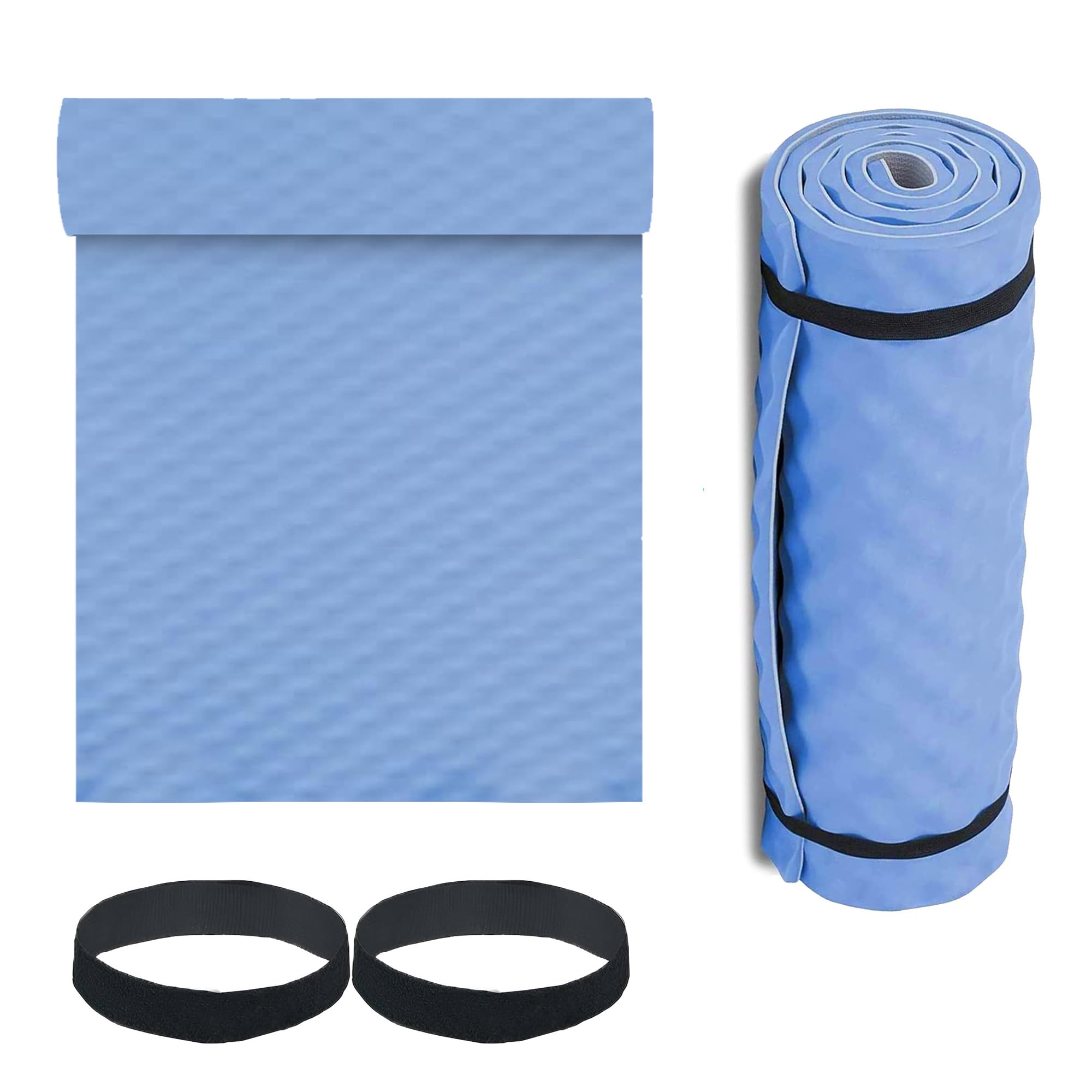 ADVENTURE PEAKS Camping Mat Waterproof EVA Foam Exercise Mat Extra Thick 1.5 CM Lightweight Yoga Mats with Elastic Straps Ideal for Exercise, Camping & Travelling