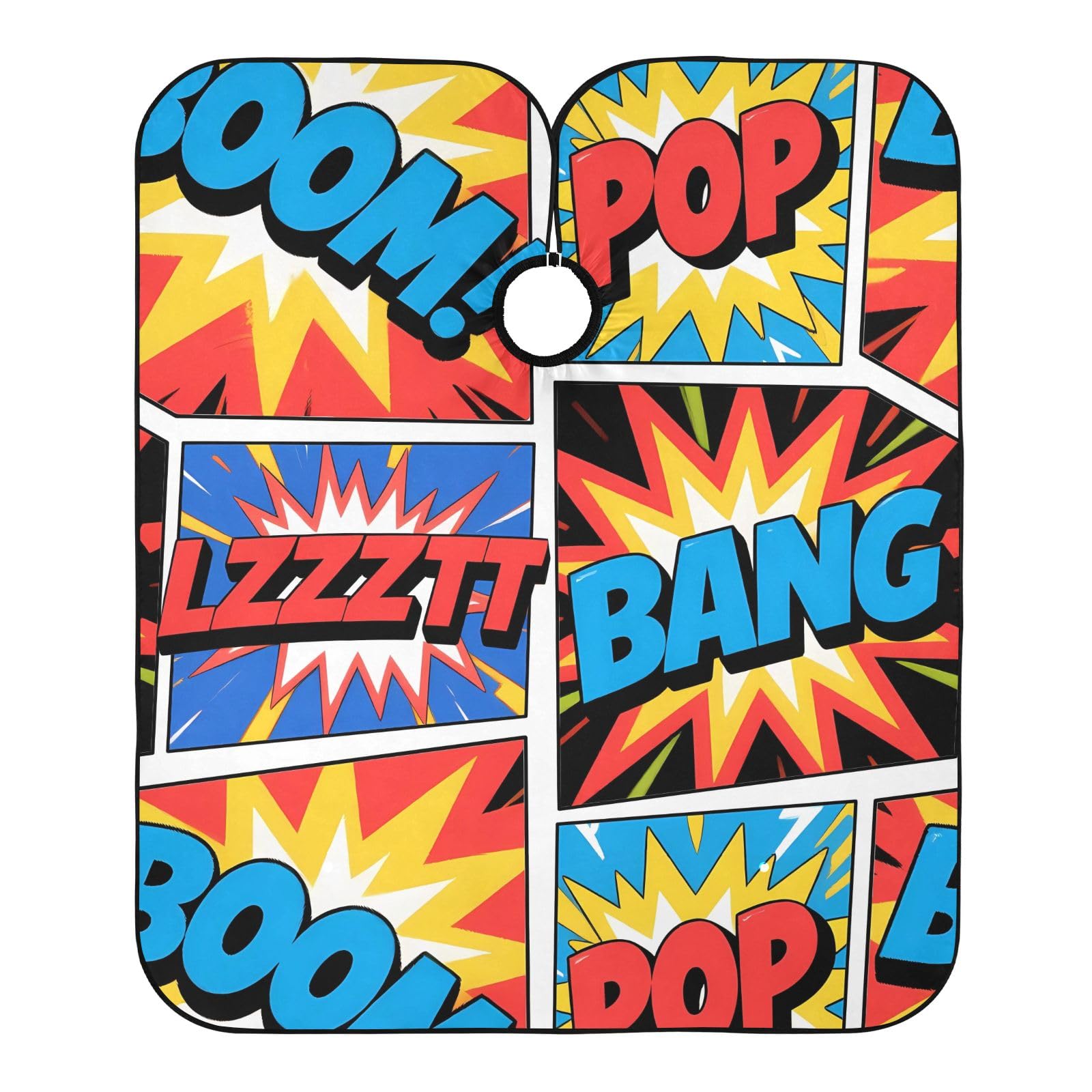 Barber Cape Salon Cape Hairdressing Apron Haircutting Waterproof Retro Pop Art Comics for Adults Men Clients with designs Adjustable Neck Closure