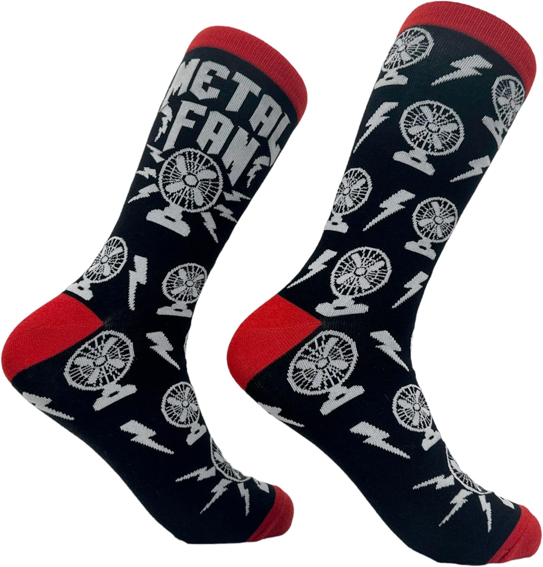 Crazy Dog T-ShirtsMen's Metal Fan Socks Funny Heavy Music Air Blowing Fans Joke Footwear