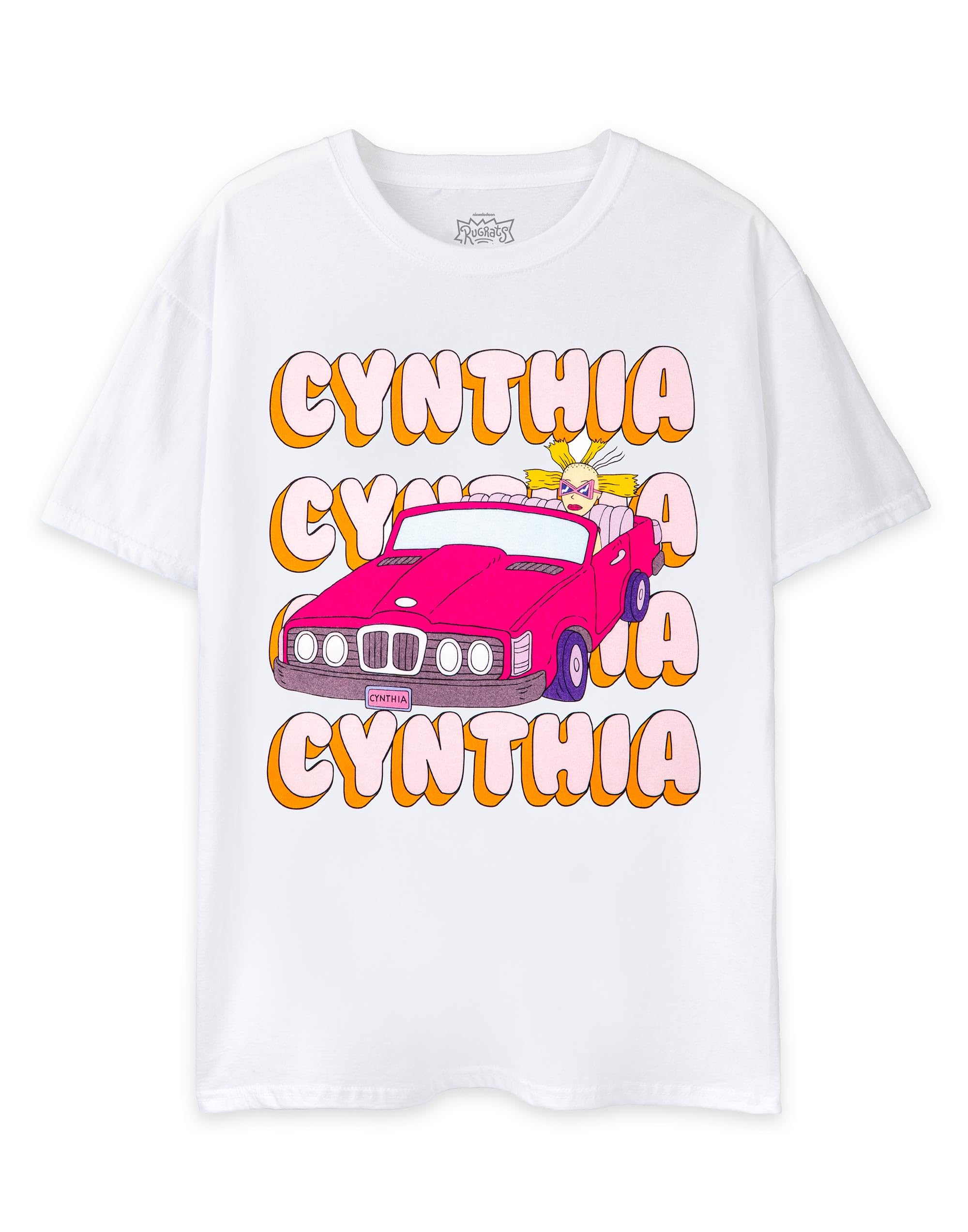 Rugrats Womens T-Shirt | Ladies Cynthia in the Car Graphic Tee in White | Iconic Retro Lightweight Short-Sleeve Top | Nostalgic Cartoon Merchandise Gift for Adults