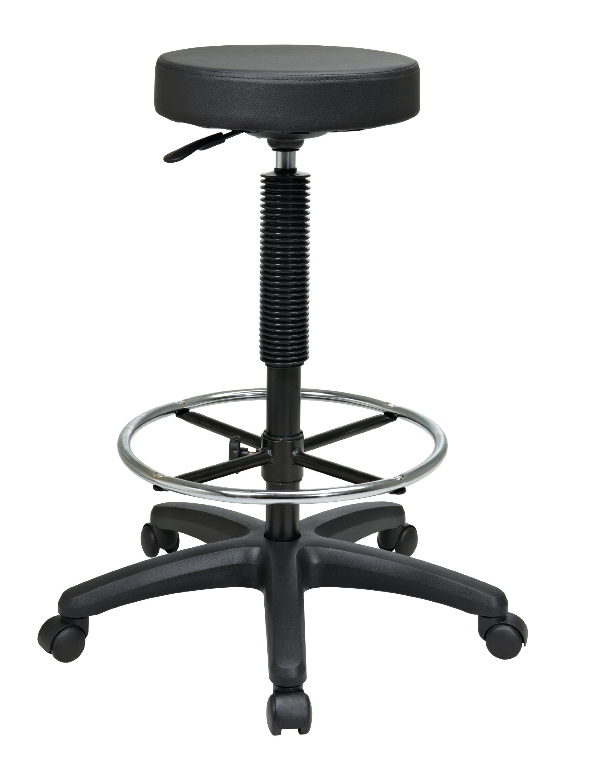 Work Smart Office Star ST217 Grube wyściełane winylowe siedzisko bez oparcia stołek kreślarski z regulowanymi nóżkami, 58-84 cm, czarny